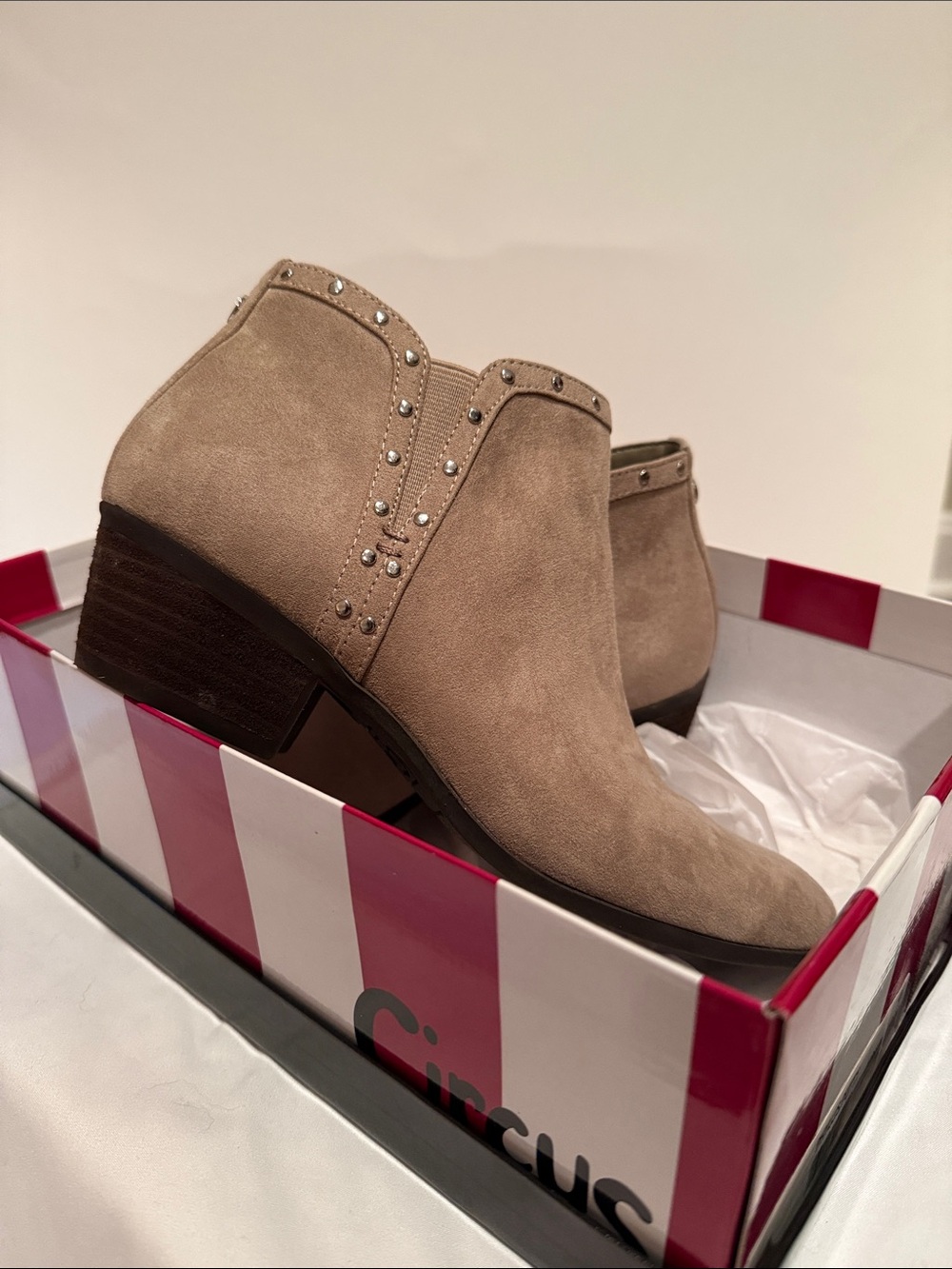 Circus by Sam Edelman Tan Suede Studded Ankle Booties